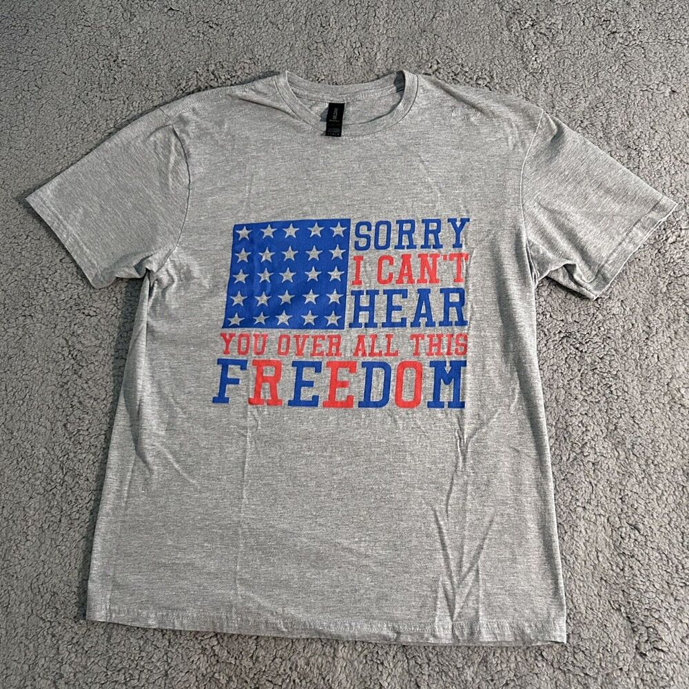 Gildan Mens Tee Shirt Size Large American Flag Freedom America Patriotic